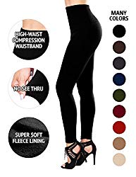 SEJORA Fleece Lined Leggings High Waist Compression Slimming Warm Opaque Tights (One Size, Black)