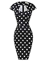 Short Vintage Dresses for Special Occasion Polka Dot Black M CL7597-3