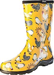 Sloggers Women’s Waterproof Rain and Garden Boot with Comfort Insole, Chickens Daffodil Yellow, Size 8, Style 5016CDY08