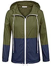 SoTeer Women’s Waterproof Raincoat Outdoor Hooded Rain Jacket Windbreaker (Army Green/Navy Blue XXL)