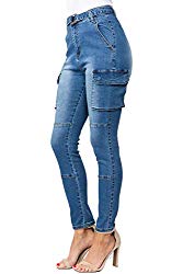 TwiinSisters Women’s High Rise Slim Fit Denim Jeans Pants with Matching Belt – Size Small to 3X