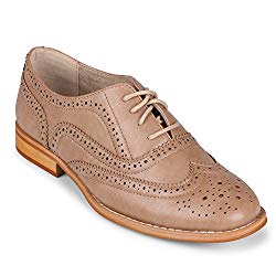 Wanted Shoes Womens Babe Almond Toe Oxfords, Taupe, Size 8.0