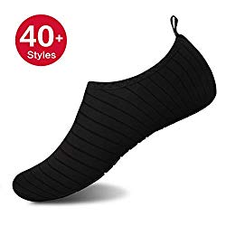 Womens and Mens Water Shoes Barefoot Quick-Dry Aqua Socks for Beach Swim Surf Yoga Exercise (TW.Black, XXL)