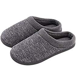 Womens Comfort Cotton Knit Memory Foam House Shoes Light Weight Terry Cloth Loafer Slippers w//Anti-Skid Rubber Sole