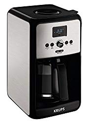 KRUPS Programmable Digital Coffee Maker, Coffee Machine with Stainless Steel Body, 12 Cup Coffee Maker, Silver