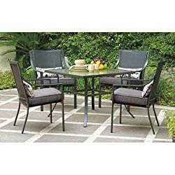 Mainstays Alexandra Square 5-Piece Patio Dining Set, Grey with Leaves, Seats 4