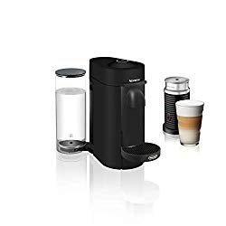 Nespresso VertuoPlus Coffee and Espresso Maker Bundle with Aeroccino Milk Frother by De’Longhi, Limited Edition Black Matte