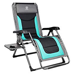 EVER ADVANCED Oversize XL Zero Gravity Recliner Padded Patio Lounger Chair with Adjustable Headrest Support 350lbs, Green