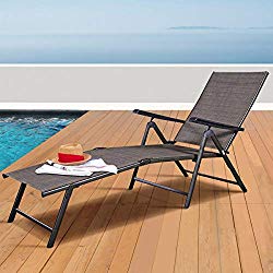 Tangkula Patio Lounge Chair Chaise, Adjustable Backrest Ergonomic Shape with Durable Handwoven Rattan Steel Frame Garden Lawn Pool Recliner Outdoor Furniture Wicker Lounger