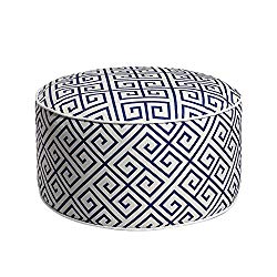 Art Leon Outdoor Inflatable Ottoman Blue Round Patio Footstool for Kids and Adults, Patio, Deck, Front Porch, Backyard, Garden