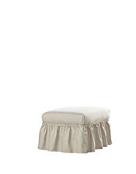 Serta 863090 Relaxed Fit Duck Slipcover Ruffle Ottoman, White