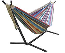 Sorbus Double Hammock with Steel Stand Two Person Adjustable Hammock Bed – Storage Carrying Case Included (Blue/Sand/Purple/Red)