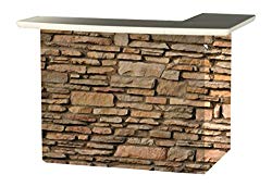 Best of Times 2000W2406 Rock Wall Portable Patio Bar Table, One Size, L-Shaped, Brown