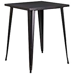 Flash Furniture 31.5” Square Black-Antique Gold Metal Indoor-Outdoor Bar Height Table