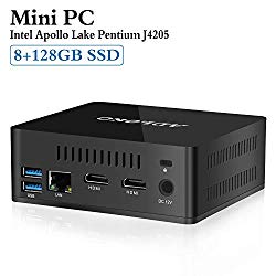Mini PC, Update 8GB/128GB MSATA SSD Windows 10 64-bit Intel Celeron J4205 (up to 2.5GHz), 4K @60HZ/Dual HDMI/SATA/MSATA/TF Card/1000Mbps LAN/Dual WiFi/BT 4.0, Mini Computer Desktop