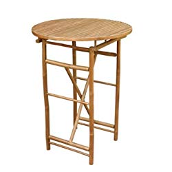 Statra TA-265-06 Bar Height Folding Brown Bamboo Round Table, 41″ H x 30″ W x 30″ D, Natural