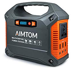 AIMTOM Portable Solar Generator, 42000mAh 155Wh Power Station, Emergency Backup Power Supply with Flashlights, for Camping, Home, CPAP, Travel, Outdoor (110V/ 100W AC Outlet, 3X 12V DC, 3X USB Output)