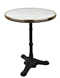 Bonnecaze Absinthe & Home White Marble French Bistro Table, 24″