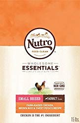NUTRO WHOLESOME ESSENTIALS Natural Adult Small Breed Dry Dog Food Farm-Raised Chicken, Brown Rice & Sweet Potato Recipe, 15 lb. Bag