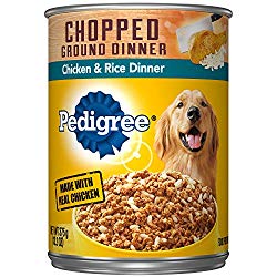 Pedigree Chopped Ground Dinner Chicken & Rice Dinner Adult Canned Wet Dog Food, (12) 13.2 Oz. Cans