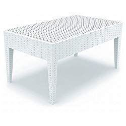 Atlin Designs Resin Patio Coffee Table in White, Commercial Grade
