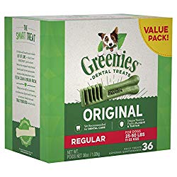 GREENIES Original Regular Size Natural Dental Dog Treats, 36 oz. Pack (36 Treats)