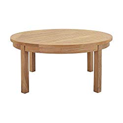 Hawthorne Collections Outdoor Teak Round Coffee Table in Natural