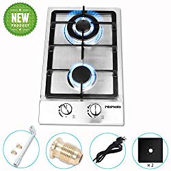 12 Inches Gas CooktopHigh Gas StoveGasHob Stove TopRvStove2 BurnersGasRange Double Burner Gas Stoves Kitchen High Gas StoveStainless Steel Built-In Gas HobLPG/NG Dual Fuel Easy to Clean