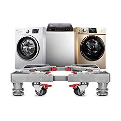 Adjustable Refrigerator Stand Portable Washer Dryer Stand Roller Washing Machine Dolly Pedestal Base Cabinet with 8 Locking Rubber Casters Wheels