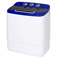 Best Choice Products Portable Compact Twin Tub Laundry Machine & Spin Cycle w/Hose, 13lbs Capacity – White/Blue