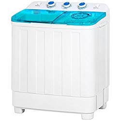 Best Choice Products Portable Mini Twin Tub Compact Washing Machine and Dryer Combo, 18-Pound Load Capacity, w/ 15-Minute Timer, Drain Hose, Spin Dry Cycle, White/Blue