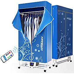 Clothes Dryer Portable Drying Rack for Laundry 1200W – 33 LB Capacity Energy Saving (Anion) Folding Dryer Quick Dry & Efficient Mode Digital Automatic Timer with Remote Control