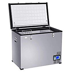 COSTWAY Chest Freezer, 121-Quart Compressor Travel Car Freezer, -0.4°F to 50°F, Portable and Compact Vehicle Electric Cooler Fridge, for Meat, Vegetable and Drinks, for Car, Home, Camping, Truck Party
