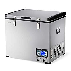 COSTWAY Chest Freezer, 63-Quart Compressor Travel Car Freezer, -0.4°F to 50°F, Portable and Compact Vehicle Electric Cooler Fridge, for Meat, Vegetable and Drinks, for Car, Home, Camping, Truck Party