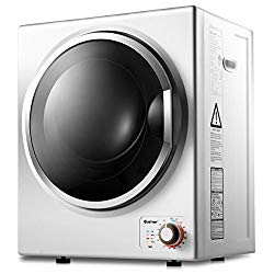 COSTWAY Compact Laundry Dryer, 10LBS Capacity Electric Portable Clothes Dryer with Stainless Steel Tub, Control Panel Downside Easy Control for 4 Automatic Drying Mode, White