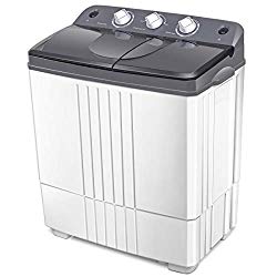 COSTWAY Washing Machine, Twin Tub 20Lbs Capacity, Washer(12Lbs)&Spinner(8Lbs), Portable Compact Laundry Machines Durable Design Energy Saving, Rotary Controller and Washer Spin Dryer(Grey + White)
