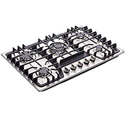 Deli-kit DK257-A03 30″ LPG/NG Gas Cooktop gas hob stovetop 5 burners Dual Fuel 5 Sealed Burners Built-In gas hob Stainless Steel 110V AC pulse ignition gas Cooker gas stove with cast iron support
