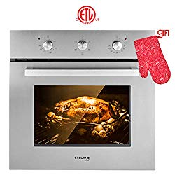 Electric Single Wall Oven, GASLAND Chef ES606MS 24″ Built-in Electric Ovens, 240V 2000W 2.3Cu.f 6 Cooking Functions Wall Oven, Mechanical Knobs Control, Stainless Steel Finish