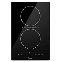 Empava 12″ Portable Electric Induction Cooktop with Dual Heating Element 120V, Black Ceramic Glass