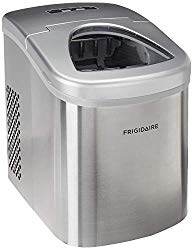 Frigidaire Counter Top Ice Maker, Produces 26 pounds Ice per Day, Stainless Steel with White See-through Lid