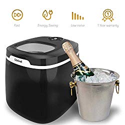 Gladwell Countertop Ice Maker Machine – Portable bullet Ice Cube Makers Makes 50 LB Of Ice Cubes Small/Regular Low Noise No Plumbing Easy To Clean Mini Machines – 1 Year Warranty – Jet Black