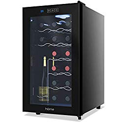 hOmelabs 18 Bottle Wine Cooler – Free Standing Single Zone Fridge and Chiller for Red and White Wines