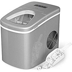 hOmeLabs Portable Ice Maker Machine for Countertop – Makes 26 lbs of Ice per 24 hours – Ice Cubes ready in 8 Minutes – Electric Ice Making Machine with Ice Scoop and 1.5 lb Ice Storage – Silver