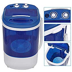 HomGarden 7.9lbs Capacity Mini Washing Machine for Compact Laundry, Portable Single Translucent Tub Washer with Timer Control and Spin Cycle Basket
