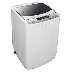 HomGarden Full-Automatic Washing Machine Portable Compact 10 lbs Top Load Multifunctional Laundry Washer/Spinner w/Drain Pump & Drain Pipe, 5.74 FT Power Cord