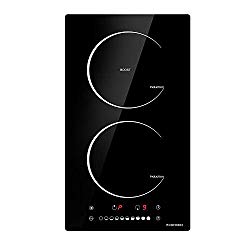 Induction Cooktop 2 Burner ECOTOUCH 12” Electric Cooktop 240V Built-in Induction Stove Top Smoothtop, Induction Cooker Vitro Ceramic Surface with Booster Burner IB320