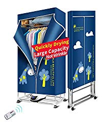 KASYDoFF Clothes Dryer Portable 3-Tier 1.7 Meters Foldable Clothes Drying Rack Energy Saving (Anion) Clothing Dryers Digital Automatic Timer with Remote Control for Apartment Houses
