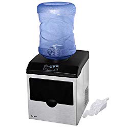 Northair 2 in 1 Ice Maker With Water Dispenser, 40lbs Daily-Ice Cubes ready in 8 Minutes, Portable Water Cooler Counter Top Ice Making Machine with Ice Scoop, Stainless Steel Finish