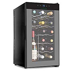NutriChef PKTEWC180 Small Appliance Beverage Chiller Cellar Fridge with Compressor Cooling System & Digital Touchscreen Display Panel 15 Bottle, 18, Silver