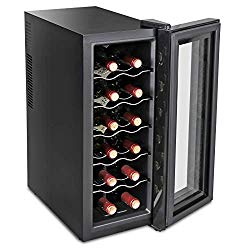 Oteymart 12 Bottle Wine Cellar Cooler Thermoelectric Refrigerator,Freestanding Chiller Digital Temperature Control Red/White/Champagne Fridge
